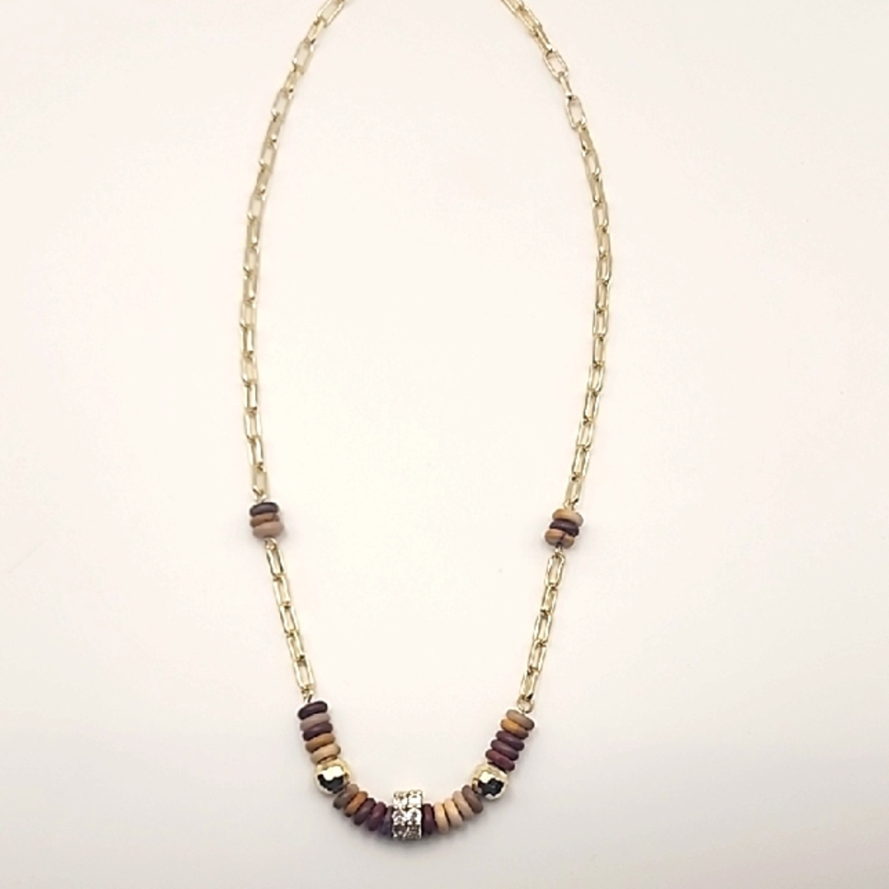 Elegant Gold and Brown Beaded Necklace